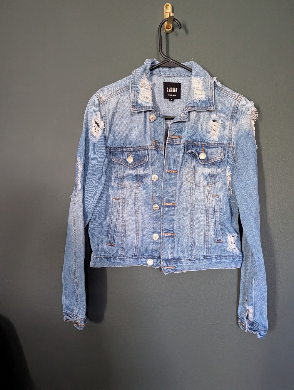 Almost Famous Light Blue Distressed Denim Jacket